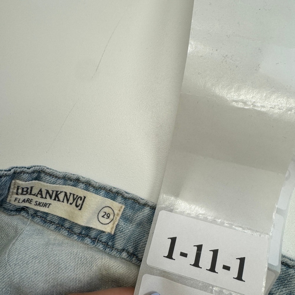 BLANKNYC Skirt Womens 29 Light Blue Flare Denim Linen Blend Button Front Midi - Picture 4 of 8